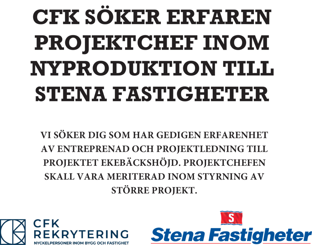 CFK Stena Söker erfaren Projektchef